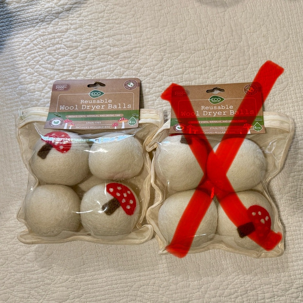 Wool Dryer Balls - Cream with Red Accents